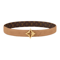 LOUIS VUITTON Canvas Leather Belts Women's Arizona Brown Width: 3cm