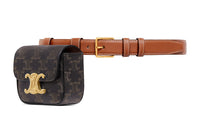 CELINE Triomphe Arc De Triomphe Cow Leather Belt Style Fanny Pack Women's Brown