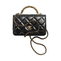 CHANEL Polished Lambskin Shoulder Bag, Crossbody Bag, Wallet Women's Black