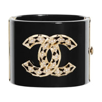 CHANEL Crystal Bangles Women's Black