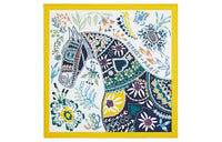 HERMES Silk Scarves Women's Bright Yellow/White/Multicolor