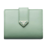 PRADA Cow Leather Wallet Small Size Women's Light Green
