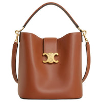 CELINE Calfskin Shoulder Bag Crossbody Bag Handbag Medium Size Women's Tan Brown