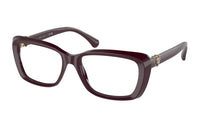 CHANEL Plastic Rectangular Eyeglass Frames Women's Red