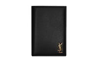SAINT LAURENT Monogram Smooth Cow Leather Passport Holder, Card Holder, Wallet Men's Black