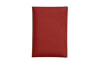HERMES Calvi Epsom Calfskin Card Holder Mini Women's Venice Red/Texas Pink