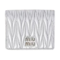 MIU MIU Nappa Leather Wallet Trumpets Women's Silver