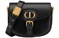 DIOR Cow Leather Shoulder Bag Crossbody Bag Small Size Women's Black