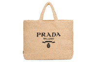 PRADA Raffia Tote Bag Shopping Bag Handbag Women's Tawny