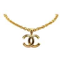 CHANEL 1996 Plated Cc Turn Lock Pendant Necklace Costume Necklace