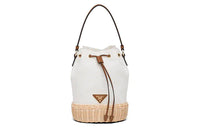 PRADA Nylon With Leather Bucket Bags Handbags Women's Natural White
