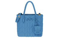 MIU MIU Soft Sheep Leather One Shoulder Handbags Women's Sea Blue