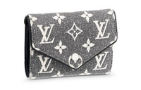LOUIS VUITTON Victorine Jacquard Denim With Cow Leather Patchwork Trim Wallet Women's Gray