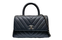 CHANEL COCO Handle Cow Leather Shoulder Bag Crossbody Bag Handbags Regular Women's Gray