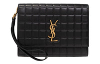SAINT LAURENT Lambskin Wrist Bags Clutches Women's Black