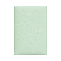 HERMES Calvi Epsom Calfskin Card Holder Women's Spicy Mint Green