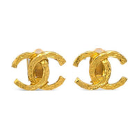 CHANEL 1990 2000 Gold plated Cc Earrings