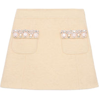 CELINE Embroidered Mini Skirt In Bouclette Natté