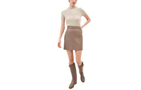 HERMES Leather Short Skirts Women's Umber