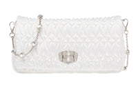 MIU MIU CRYSTAL Satin Crossbody Bag Shoulder Bag Women's White