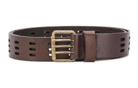 SAINT LAURENT Cut-Out Design Pin Buckle Genuine Leather Leather Belts Women's Brown Width 3.5CM