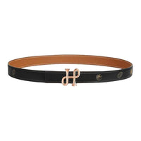 HERMES Calfskin Metal Rose Gold-Plated Leather Belts Unisex Black Width 2.4CM