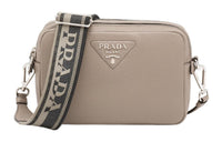 PRADA Leather Camera Bag Shoulder Bag Crossbody Bag Women's Light Gray