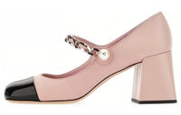 MIU MIU Chunky Heel High Heels 6.5cm Women's Pink Black