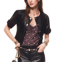 CHANEL 24 New Fall And Winter Arrivals Leather Jacket Women's Black