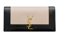 SAINT LAURENT KATE Smooth Sheep Leather Clutch Regular Women's Desert/Black