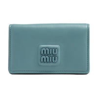 MIU MIU Leather Card Holder Women's Sea Blue