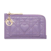 DIOR Lambskin Card Holder Women's Light Purple