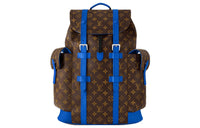 LOUIS VUITTON CHRISTOPHER Coated Canvas With Cow Leather Backpack Medium Size Men's Brown & Blue