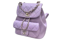 CHANEL Duma Smooth Calf Leather Backpack Small Size Women's Taro Purple