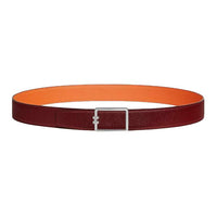 HERMES Calfskin Leather Belts Men's Red Orange Width 3.8
