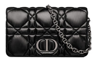 DIOR Cow Leather Shoulder Bag Crossbody Bag Clutches Regular Women's Black Silver