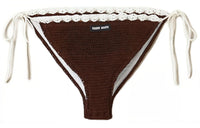 MIU MIU Cotton Bikini Panties With Logo Swimming Shorts Women's Brown
