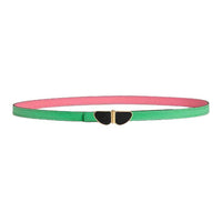 HERMES Calfskin Leather Belts Women's Green Width 1.3CM