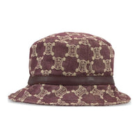 CELINE Cotton Bucket Hats Women's Burgundy/Light Beige