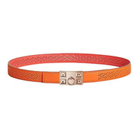 HERMES Calfskin Leather Belts Women's Pink Orange Width 2.4CM