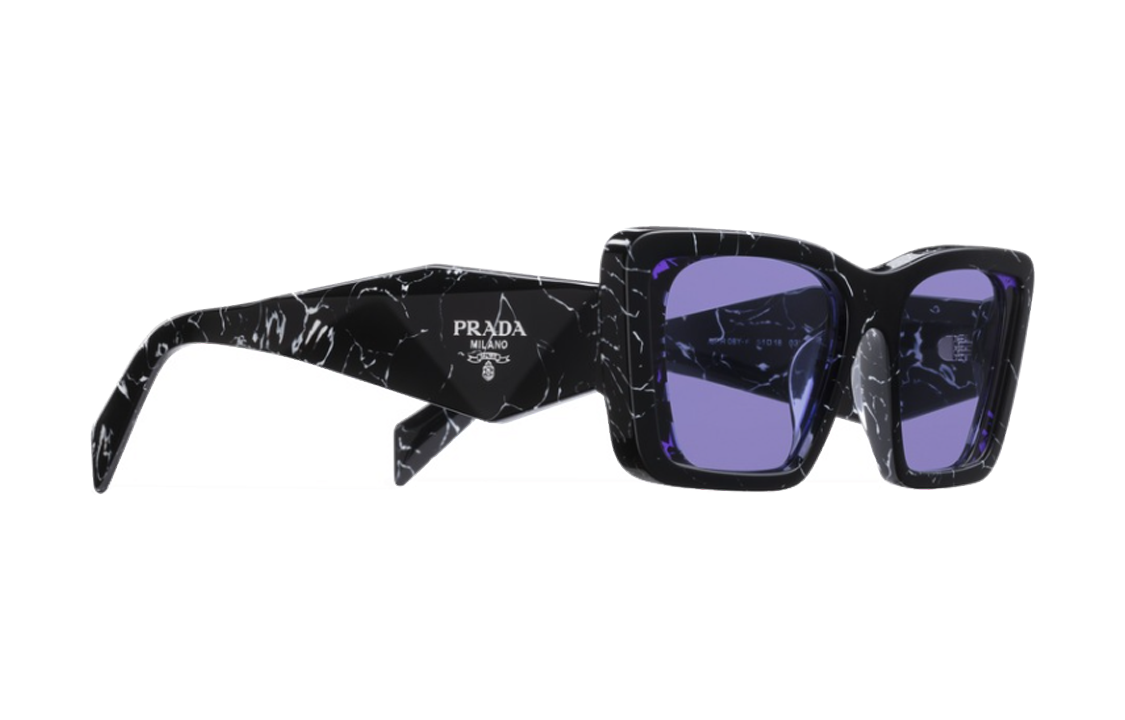 PRADA Acetate Irregular Shape Sunglasses Women's Black