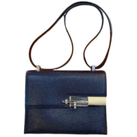 HERMES Verrou Ostrich Leather Shoulder Bag Crossbody Bag Women's Blue