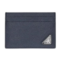 PRADA Leather Card Holder Card Holder Men's Blue