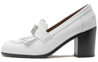 HERMES Elysee Block Heel High Heels Women's White