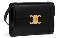CELINE Triomphe Arc De Triomphe Shiny Cow Leather Shoulder Bag, Portable Crossbody Bag Large Size Women's Black