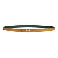 HERMES Calfskin Metal Gold-Plated Leather Belts Women's Brown Width 1.3CM