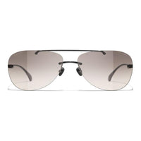 CHANEL Titanium Aviator Sunglasses Unisex Black