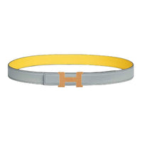HERMES Calfskin Leather Belts Unisex Glacier Blue/Naples Yellow Width: 2.4cm