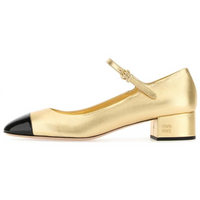 MIU MIU Chunky Heel Mary Jane Shoes Women's Gold