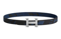 HERMES Belt Men's Black/Blue Width: 3.2cm